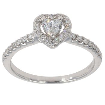 18ct White Gold 0.38ct Diamond Solitaire Heart Ring