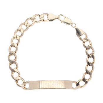 9ct Yellow Gold ID Curb Bracelet 9"
