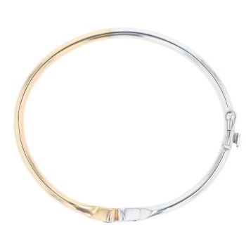 18ct Yellow And White Gold 0.35ct Heart Cut Diamond And Created Emerald Bangle