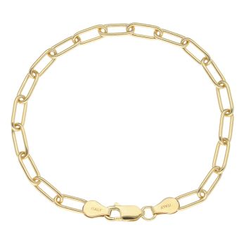 Gold Plated Silver Paperclip Bracelet 7"