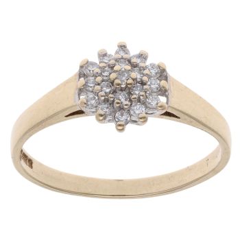 9ct Yellow Gold 0.20ct Brilliant Cut Diamond Cluster Ring