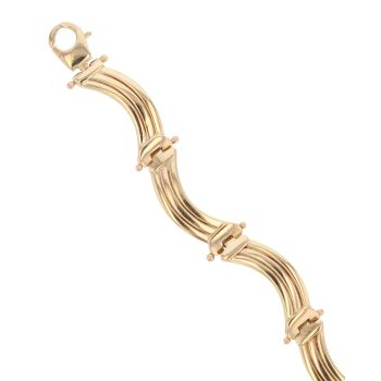 9ct Yellow Gold Triple Wave Fancy Bracelet 7.5"