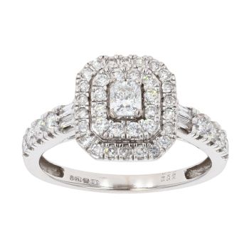 18ct White Gold 0.81ct Diamond Cluster Ring
