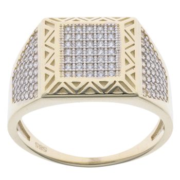 14ct Yellow Gold Cubic Zirconia Signet Ring