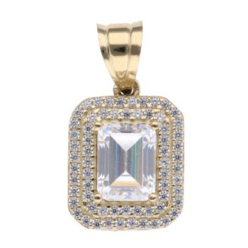 14ct Yellow Gold Cubic Zirconia Cluster Pendant