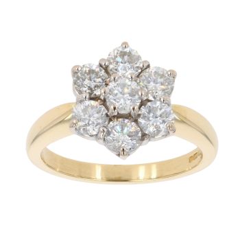 18ct Yellow Gold 1.50ct Brilliant Cut Diamond Cluster Ring