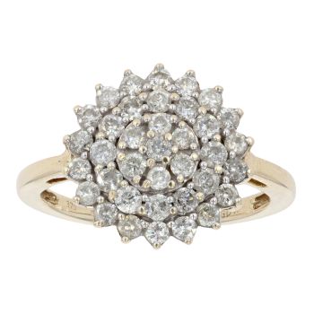9ct Yellow Gold 1.00ct Diamond Cluster Ring