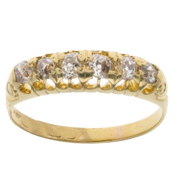 18ct Yellow Gold 0.70ct Old Cut Diamond Half Eternity Ring