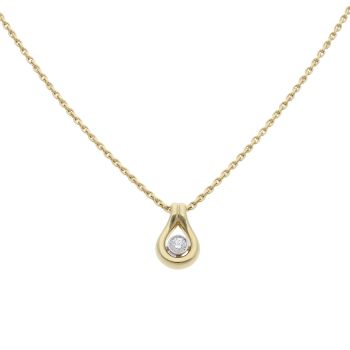 18ct Yellow Gold 0.15ct Diamond Solitaire Pendant and Belcher Chain 18"