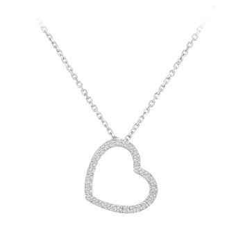 9ct White Gold Diamond Heart Pendant Necklace