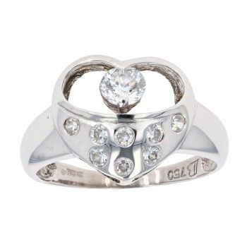 18ct White Gold Cubic Zirconia Heart Ring
