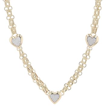 14ct Yellow Gold Cubic Zirconia Triple Heart Chain 20"