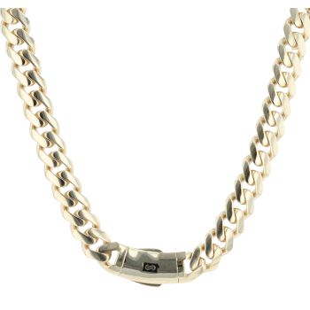 14ct Yellow Gold Monaco Curb Classic Plain Lock Chain 24"