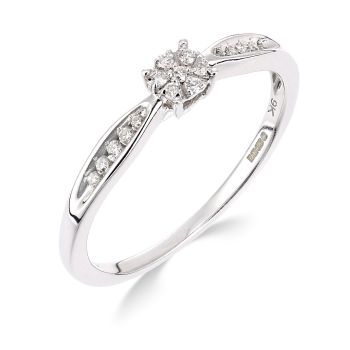 9ct White Gold 0.10ct Diamond Cluster Ring