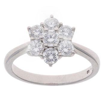 Lab Grown 9ct White Gold 1.00ct Diamond Cluster Ring
