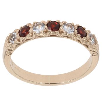9ct Yellow Gold Cubic Zirconia and Garnet Eternity Ring