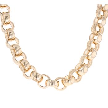 9ct Yellow Gold Patterned and Plain Belcher Chain 30"