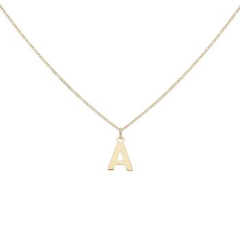 9ct Yellow Gold Personalised Block Initial Pendant and Chain