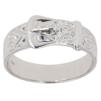 Silver Patterned Buckle Ring By Icesia