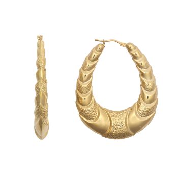 9ct Yellow Gold Oval Creole Scale Earrings