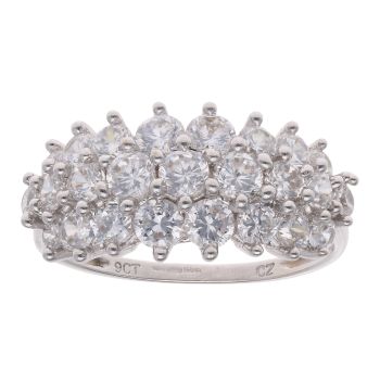 9ct Yellow Gold Cubic Zirconia Three Row Ring