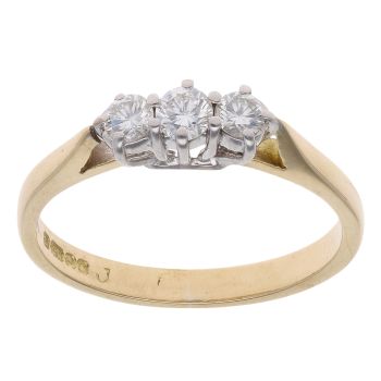 18ct Yellow Gold Brilliant Cut 0.25ct Diamond Trilogy Ring