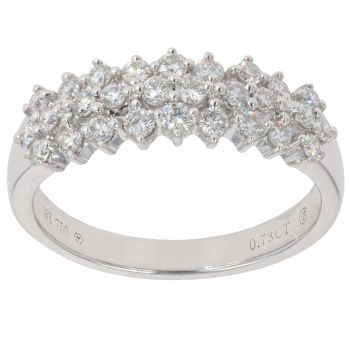 18ct White Gold 0.73ct Brilliant Cut Diamond Three Row Ring