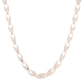 Silver Cubic Zirconia Patterned Tulip Chain 24" By Icesia