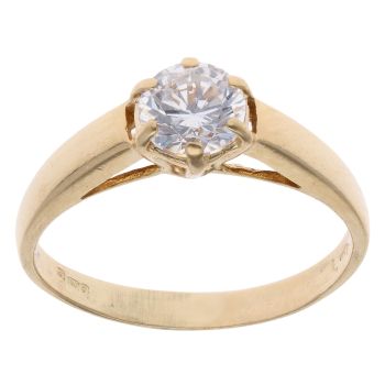 18ct Yellow Gold Cubic Zirconia Single Stone Ring