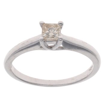 9ct White Gold 0.33ct Princess Cut Diamond Solitaire Ring