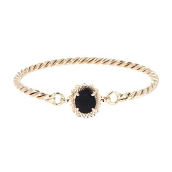 9ct Yellow Gold Onyx Star Bangle