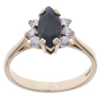 9ct Yellow Gold Sapphire And Cubic Zirconia Ring