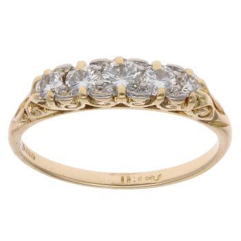 14ct Yellow Gold 0.50ct Brilliant Cut Diamond Five Stone Ring