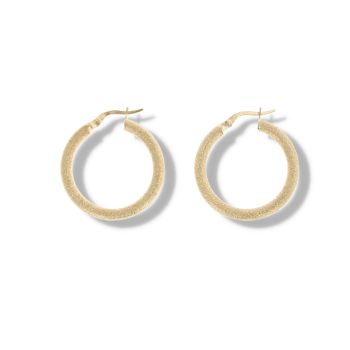 9ct Yellow Gold Frosted Hoop Earrings