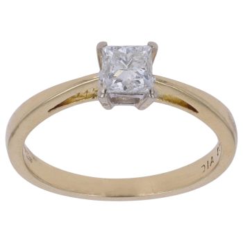 18ct Yellow Gold 0.50ct Princess Cut Diamond Solitaire Ring