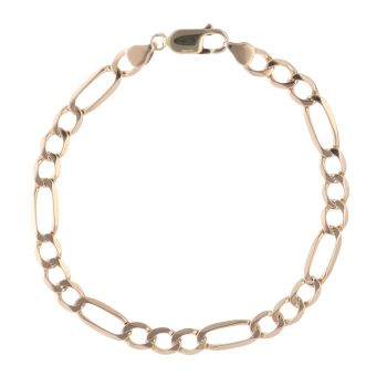 9ct Yellow Gold Figaro Bracelet 7.5"