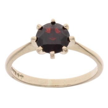 9ct Yellow Gold Garnet Solitaire Ring