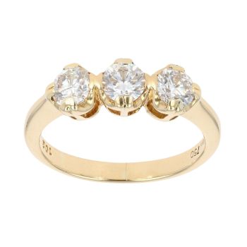 18ct Yellow Gold 1.02ct Brilliant Cut Diamond Trilogy Ring