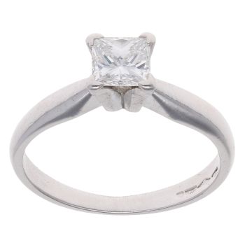 Platinum 0.51ct Princess Cut Diamond Solitaire Ring