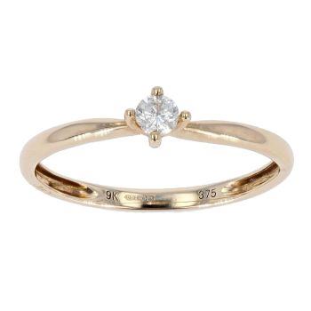 9ct Yellow Gold Approx. 0.16ct Diamond Solitaire Ring by Anya Belle