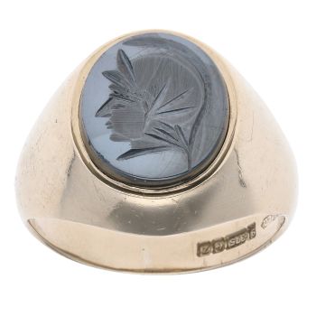 9ct Yellow Gold Hematite Signet Ring