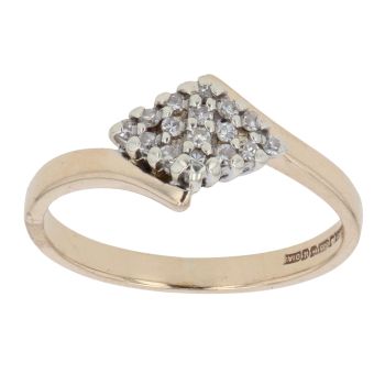 9ct Yellow Gold 0.10ct Diamond Cluster Ring
