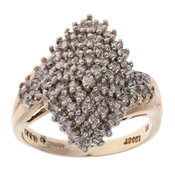 9ct Yellow Gold 1.00ct Diamond Twist Cluster Ring