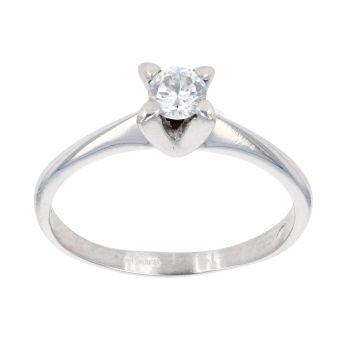 18ct White Gold Single Stone Cubic Zirconia Ring