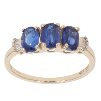 9ct Yellow Gold 0.05ct Diamond And Created Sapphire Ring