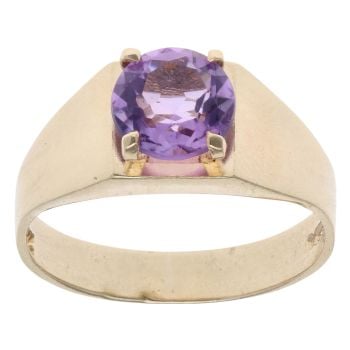 9ct Yellow Gold Amethyst Single Stone Ring