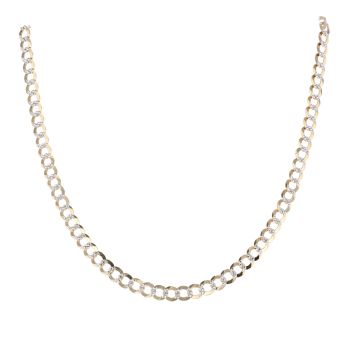 9ct Yellow And White Gold Patterned Curb Chain 16"