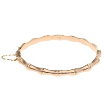 9ct Yellow Gold Bamboo Patterned Hinged Bangle