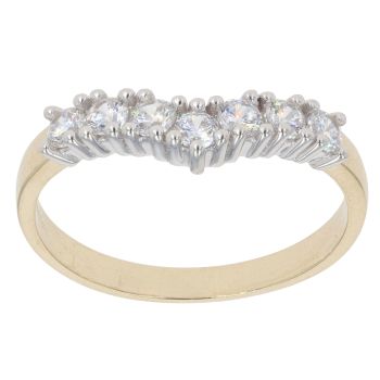 9ct Yellow Gold Cubic Zirconia Wishbone Ring