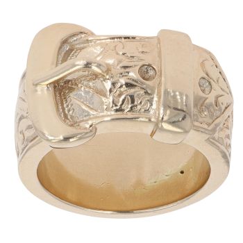 9ct Yellow Gold Patterned Buckle Ring